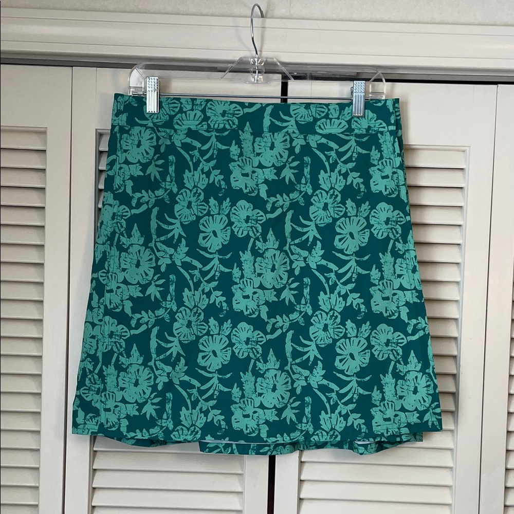 Rip Skirt Hawaii green floral skirt Sz M length 2- above knee full wrap Velcro